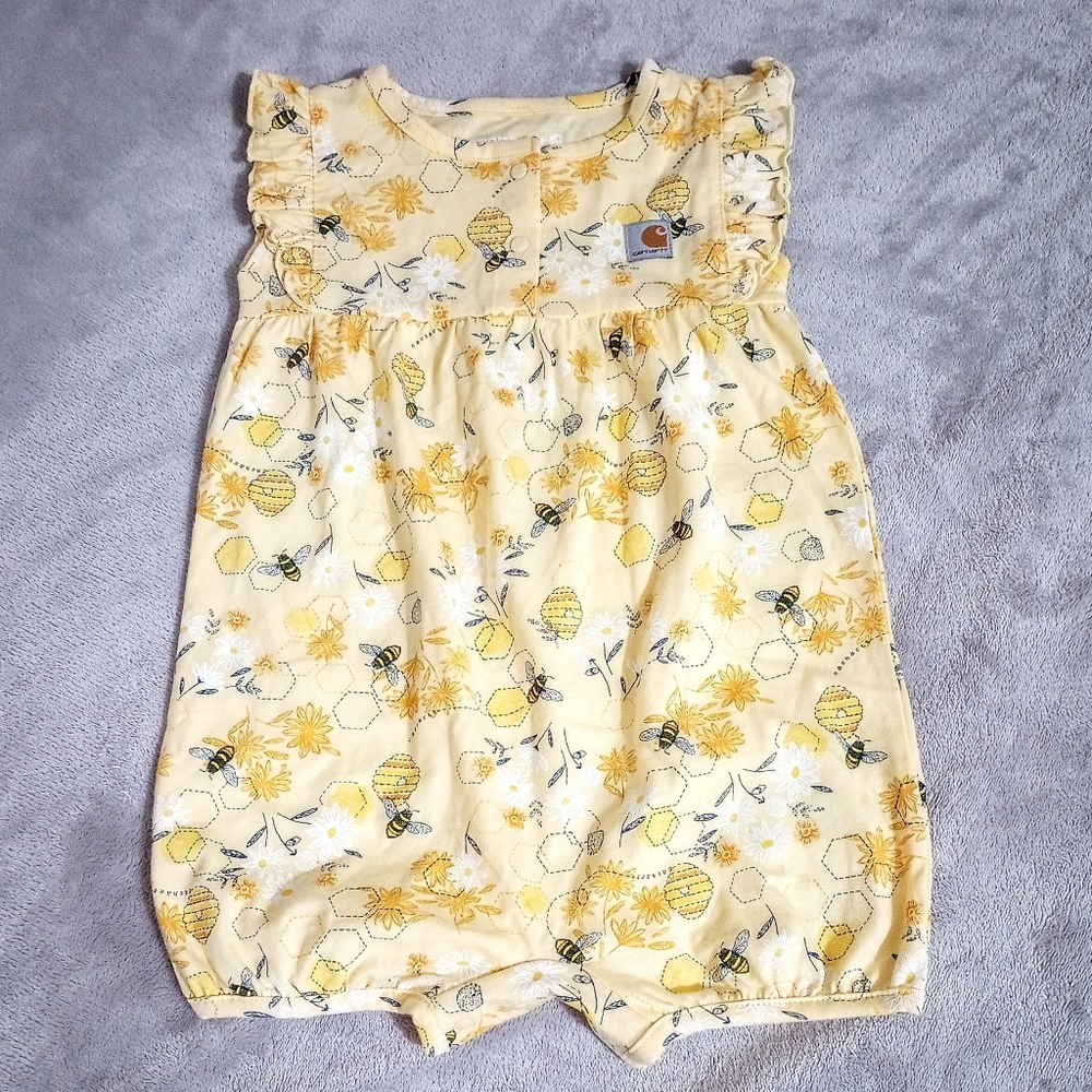 Girls Carhartt Bumblebee Print Bubble Romper 18 M